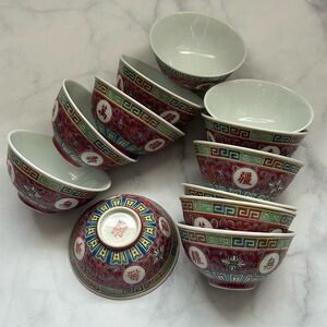 Red Mun Shou Chinese Bowls - Price per Bowl